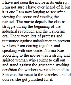 Norma Rae Discussion Question